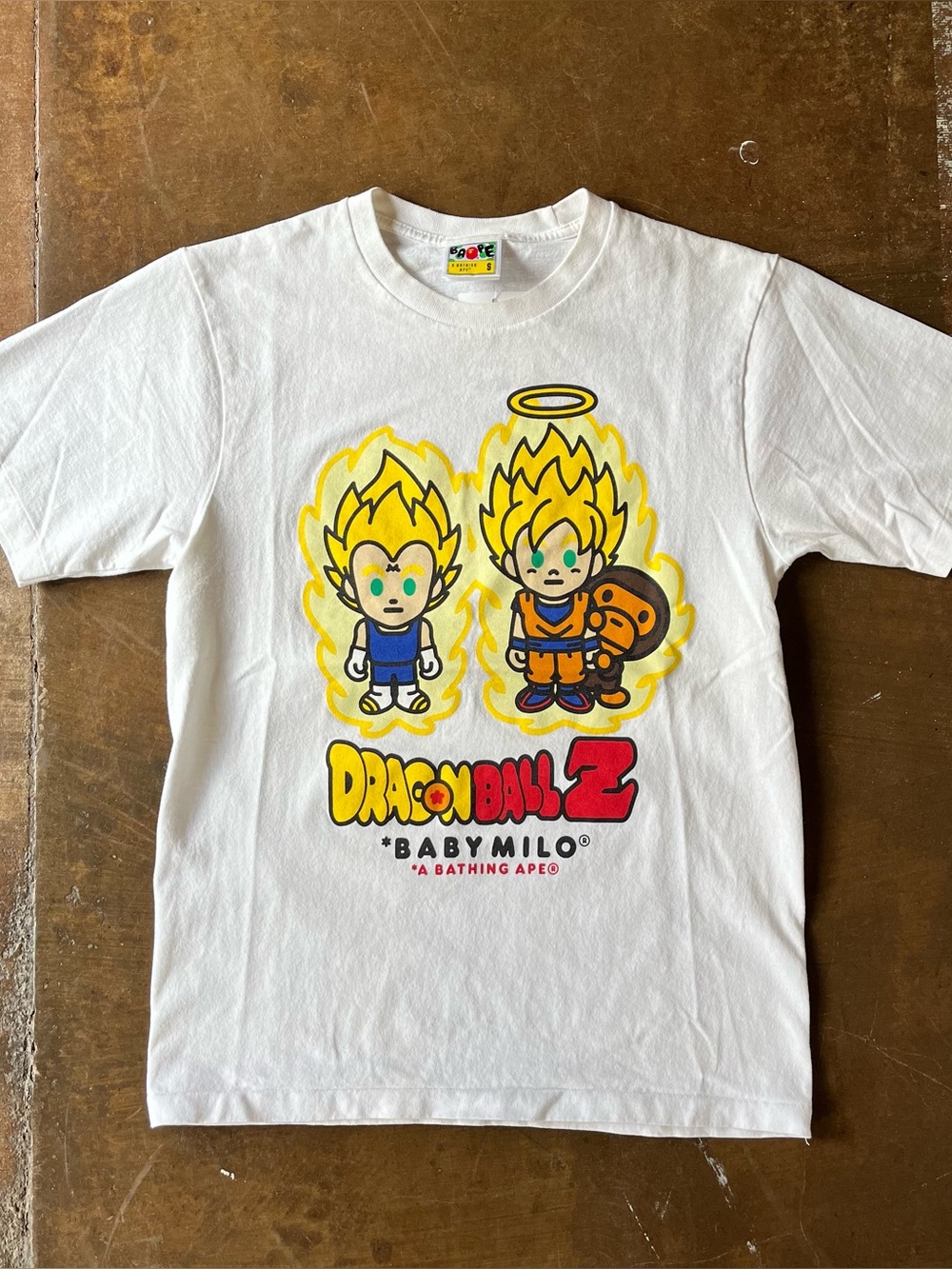 BAPE Dragon Ball Z Baby Milo Collab White Tee S Goku Anime Designer Authentic